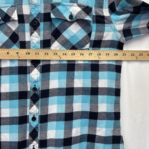 RUSTY Plaid Flannel Collared Button Up Shirt Men Medium Multicolor Front Pocket - Picture 6 of 16